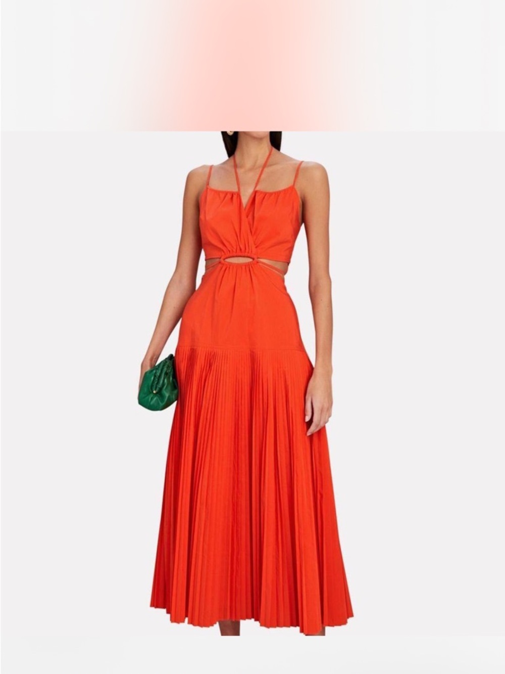 NWT Jonathan Simkhai Vibrant Orange Cutout Halter Maxi Dress